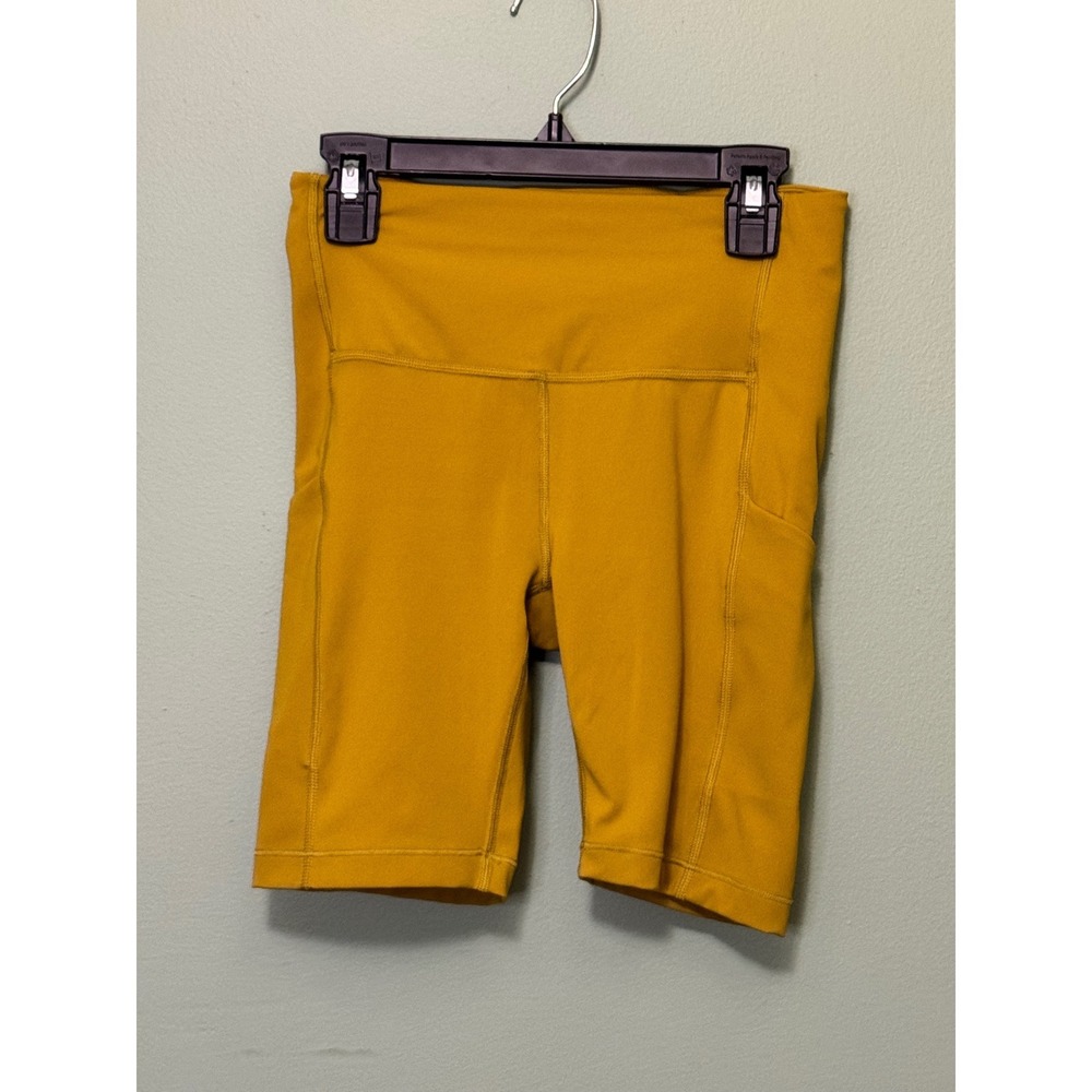 Athleta Ultimate Stash Pocket 7" Shorts Mustard Yellow Biker XS High Rise‎ Yoga